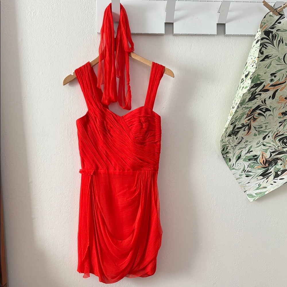 Elegant Red Draped Dress